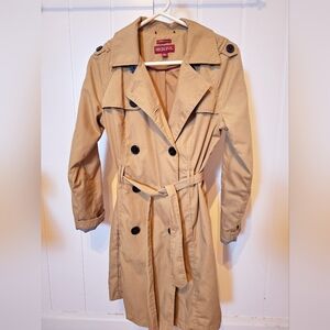 Merona Tan Acadamia Trench Coat for Women Size S Very Good Condition